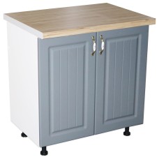 Masca pentru chiuveta cu 2 usi 80 cm Zebra, Alb/MDF Gri cu blat Artar, 80 x 85 x 60 cm